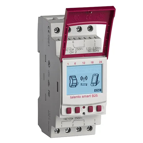 Digitale schakelklok 2-kanaal weekprogramma DIN-rail Grässlin Talento smart B25