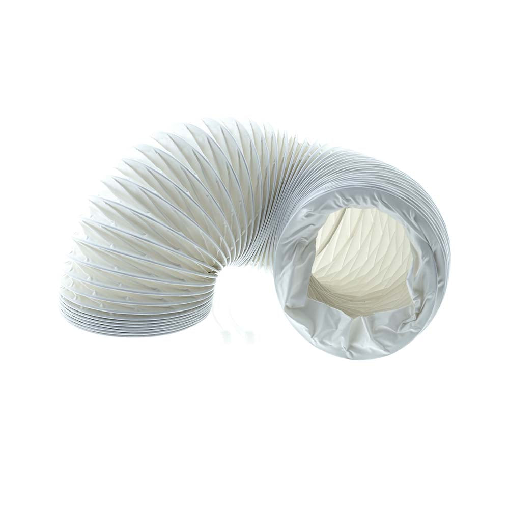 Nedco white plastic dryer vent hose, 1.5 meters long with 102mm diameter, flexible for efficient air exhaust.