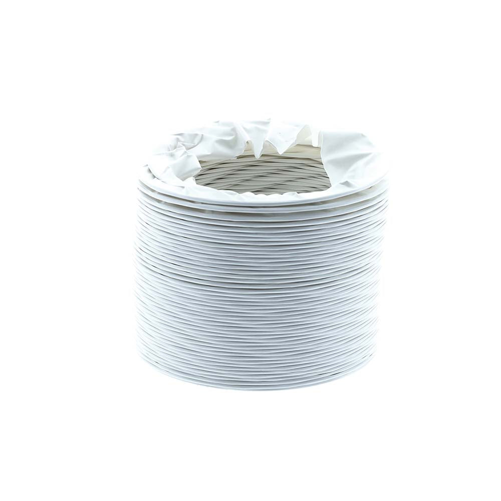 White Nedco dryer vent hose, 1.5 meters long with 102 mm diameter, flexible plastic exhaust pipe for tumble dryers.