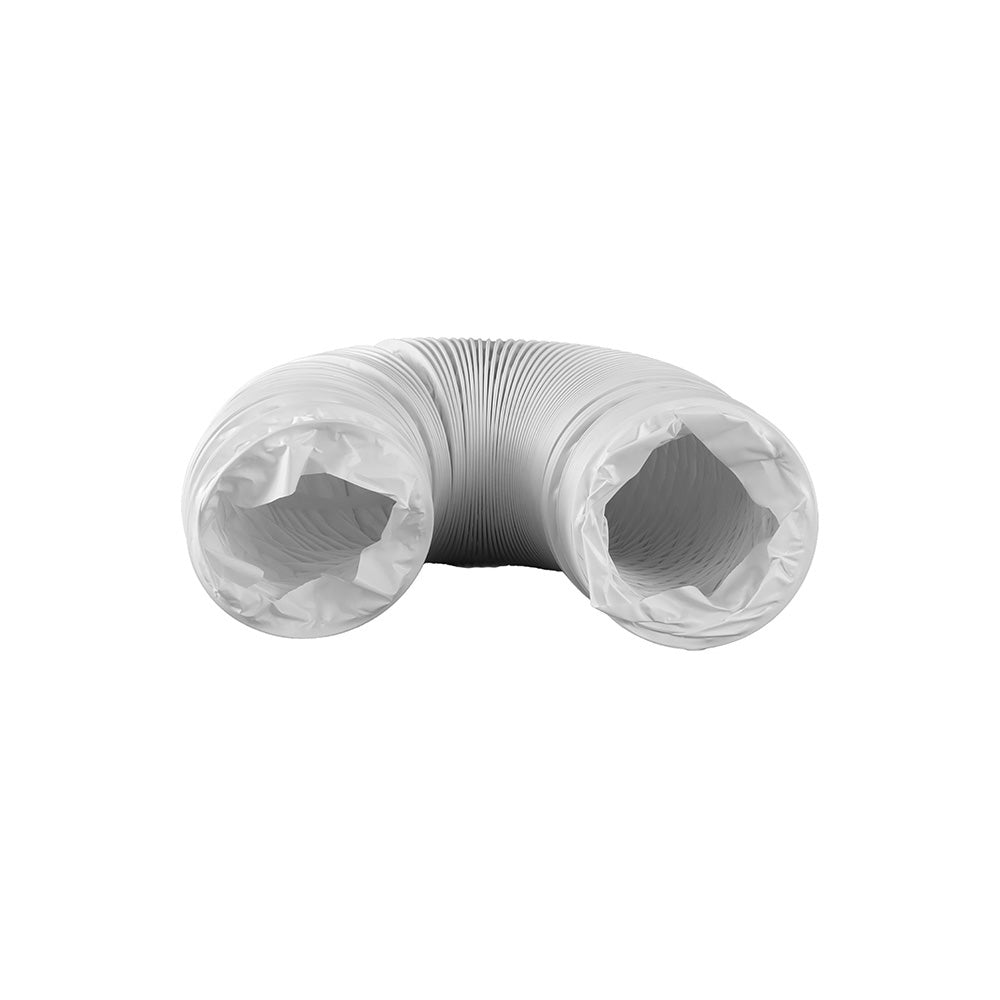 White Nedco dryer vent hose, 3 meters long with 125 mm diameter, made of durable plastic for efficient air exhaust.
